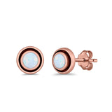 Stud Earrings Round Bali Lab Created Opal 925 Sterling Silver (5mm-10mm)