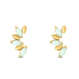 Art Deco Marquise New Style Stud Earring Created Opal Solid 925 Sterling Silver (11.6mm)
