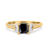 Art Deco Princess Cut Wedding Engagement Bridal Ring Baguette Round Simulated Cubic Zirconia 925 Sterling Silver
