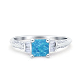 Art Deco Princess Cut Wedding Engagement Bridal Ring Baguette Round Simulated Cubic Zirconia 925 Sterling Silver