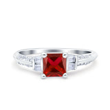 Art Deco Princess Cut Wedding Engagement Bridal Ring Baguette Round Simulated Cubic Zirconia 925 Sterling Silver