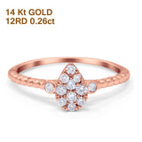 14K Gold 0.26ct Pear 8.2mm G SI Diamond Engagement Wedding Solitaire Promise Ring