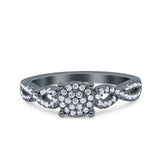 Halo Art Deco Ring Round Wedding Engagement Infinity Band Pave Simulated Cubic Zirconia 925 Sterling Silver (6mm)