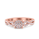 Halo Art Deco Ring Round Wedding Engagement Infinity Band Pave Simulated Cubic Zirconia 925 Sterling Silver (6mm)