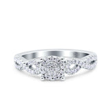 Halo Art Deco Ring Round Wedding Engagement Infinity Band Pave Simulated Cubic Zirconia 925 Sterling Silver (6mm)