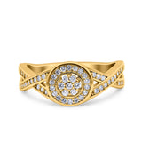 Half Eternity Halo Art Deco Ring Wedding Engagement Infinity Band Round Pave Simulated Cubic Zirconia 925 Sterling Silver