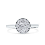 Art Deco Wedding Engagement Bridal Ring Round Simulated Cubic Zirconia 925 Sterling Silver