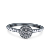 Art Deco Ring Wedding Engagement Band Round Pave Simulated Cubic Zirconia 925 Sterling Silver (7mm)