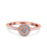 Art Deco Ring Wedding Engagement Band Round Pave Simulated Cubic Zirconia 925 Sterling Silver (7mm)