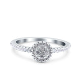 Art Deco Ring Wedding Engagement Band Round Pave Simulated Cubic Zirconia 925 Sterling Silver (7mm)