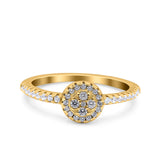 Art Deco Ring Wedding Engagement Band Round Pave Simulated Cubic Zirconia 925 Sterling Silver (7mm)