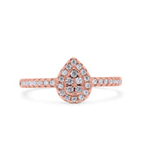 Art Deco Pear Halo Wedding Engagement Bridal Ring Round Simulated Cubic Zirconia 925 Sterling Silver