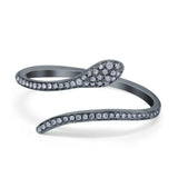 Petite Dainty Snake Ring Band Round Simulated Cubic Zirconia 925 Sterling Silver (3mm)