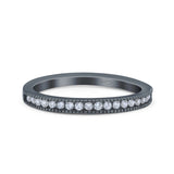 Half Eternity Ring Wedding Engagement Band Round Pave Simulated Cubic Zirconia 925 Sterling Silver (2.5mm)