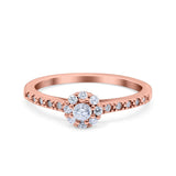 Art Deco Band Wedding Ring Round Pave Simulated Cubic Zirconia 925 Sterling Silver (6mm)