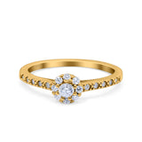 Art Deco Band Wedding Ring Round Pave Simulated Cubic Zirconia 925 Sterling Silver (6mm)