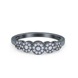 5 Flower Ring Wedding Engagement Band Round Pave Simulated Cubic Zirconia 925 Sterling Silver (5mm)