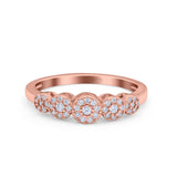 5 Flower Ring Wedding Engagement Band Round Pave Simulated Cubic Zirconia 925 Sterling Silver (5mm)