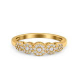 5 Flower Ring Wedding Engagement Band Round Pave Simulated Cubic Zirconia 925 Sterling Silver (5mm)