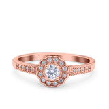 Art Deco Engagement Wedding Ring Band Round Pave Simulated Cubic Zirconia 925 Sterling Silver (6mm)