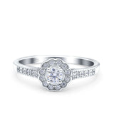 Art Deco Engagement Wedding Ring Band Round Pave Simulated Cubic Zirconia 925 Sterling Silver (6mm)