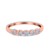 Five Flower Ring Wedding Engagement Band Round Pave Simulated Cubic Zirconia 925 Sterling Silver (4mm)