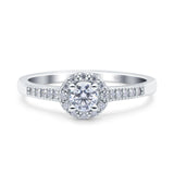 Art Deco Ring Wedding Engagement Band Round Simulated Cubic Zirconia 925 Sterling Silver (7mm)