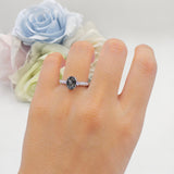 Hidden Halo Twisted Rope Oval Natural Rutilated Quartz Engagement Ring