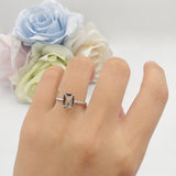 Hidden Halo Twisted Rope Emerald Cut Natural Chocolate Brown Smoky Quartz Engagement Ring