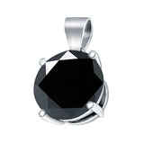 Round Simulated Cubic Zirconia Charm Pendant 925 Sterling Silver (8mm)