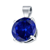 Round Simulated Cubic Zirconia Charm Pendant 925 Sterling Silver (8mm)