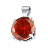Round Simulated Cubic Zirconia Charm Pendant 925 Sterling Silver (8mm)