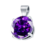 Simulated Cubic Zirconia Round Charm Pendant 925 Sterling Silver (10mm)