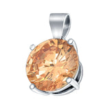 Simulated Cubic Zirconia Round Charm Pendant 925 Sterling Silver (10mm)
