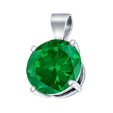 Simulated Cubic Zirconia Round Charm Pendant 925 Sterling Silver (10mm)