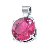 Simulated Cubic Zirconia Round Charm Pendant 925 Sterling Silver (10mm)