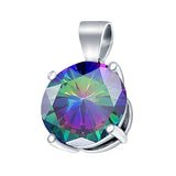 Simulated Cubic Zirconia Round Charm Pendant 925 Sterling Silver (10mm)