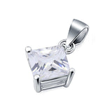 Solitaire Pendant for Necklace Simulated Cubic Zirconia 925 Sterling Silver