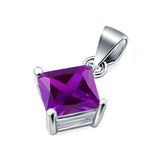Solitaire Simulated Cubic Zirconia Pendant for Necklace 925 Sterling Silver
