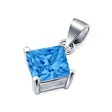 Solitaire Simulated Cubic Zirconia Pendant for Necklace 925 Sterling Silver