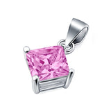 Solitaire Simulated Cubic Zirconia Pendant for Necklace 925 Sterling Silver