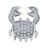 Crab Pendant Charm Simulated Cubic Zirconia 925 Sterling Silver (17mm)