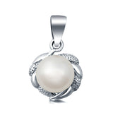 Round Lab-Created Pearl Pendant 11mm 925 Sterling Silver