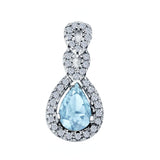 Fashion Jewelry Charm Pendant Pear Simulated Cubic Zirconia 925 Sterling Silver