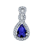 Fashion Jewelry Charm Pendant Pear Simulated Cubic Zirconia 925 Sterling Silver