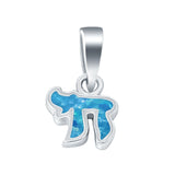 Charm Pendant Lab Created Blue Opal 925 Sterling Silver