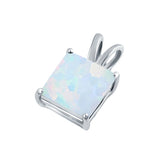 Solitaire Square Princess Cut Lab Created Opal Pendant Charm 925 Sterling Silver