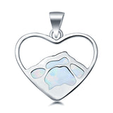 Mountain Heart Lab Created Opal Charm Pendant 925 Sterling Silver