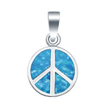 Peace Sign Lab Created Opal Charm Pendant 925 Sterling Silver