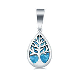 Tree of Life Pendat Charm Teardrop Solid 925 Sterling Silver